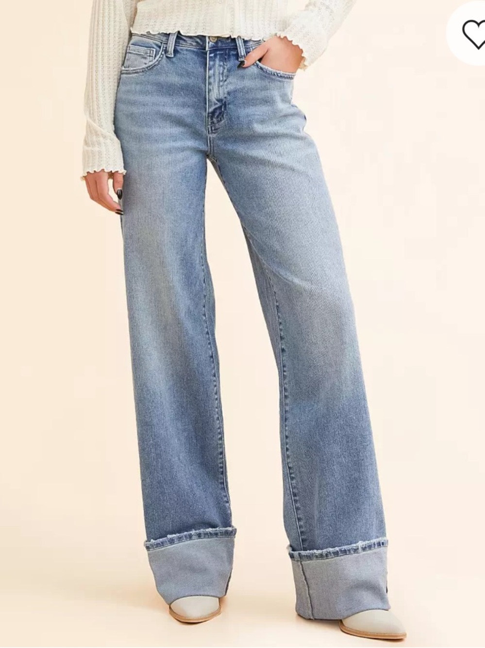 Flying Monkey Baggy Wide Leg Stretch Cuffed Jean